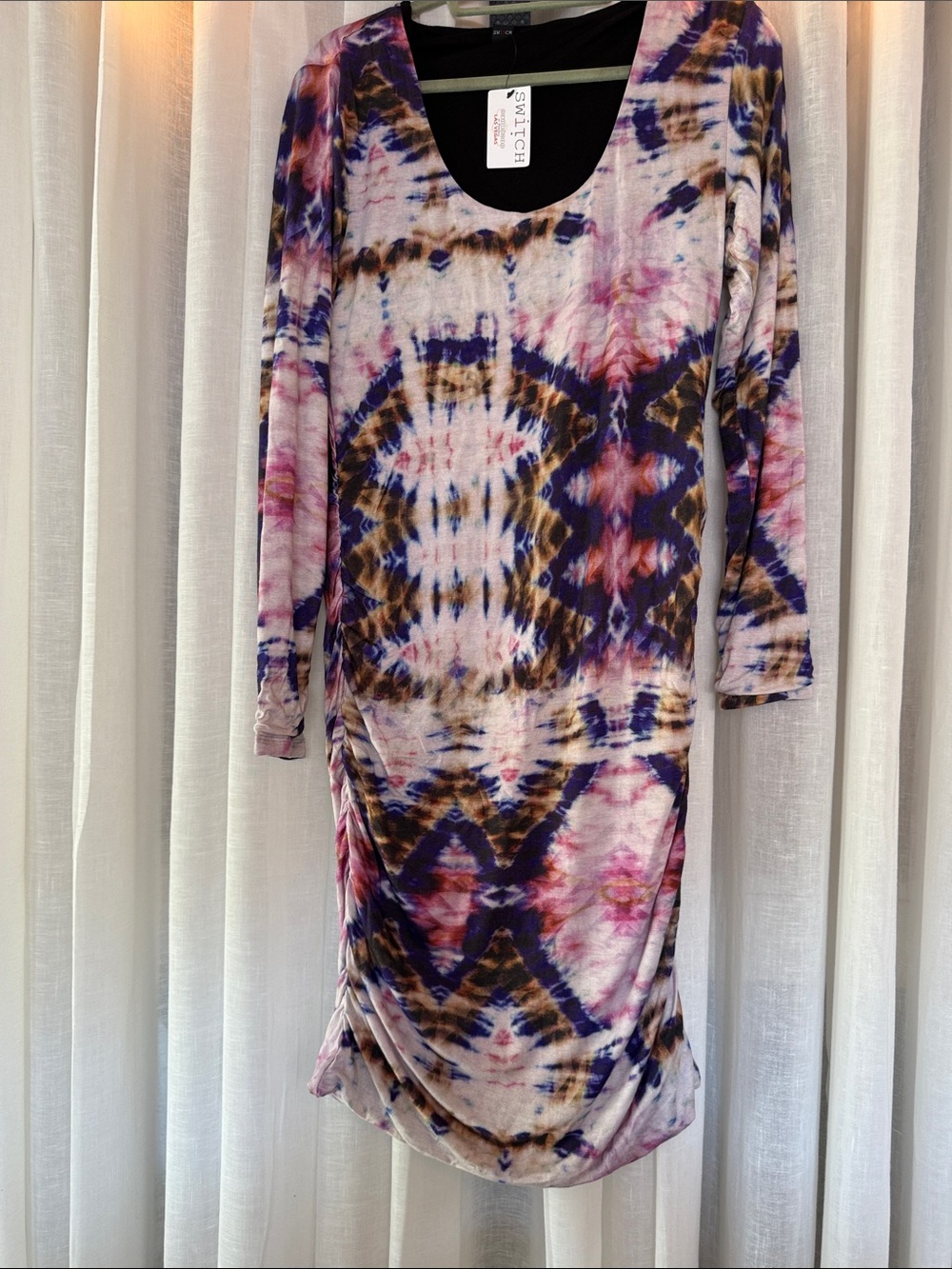 Pink & Purple Tie-Dye Long Sleeve Dress